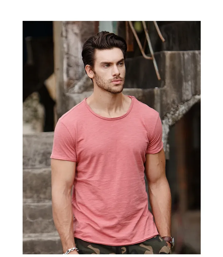 100% Cotton Men's Casual T-Shirt, Soft & Breathable Short Sleeve O-Neck Tee for Summer Fitness and Home Wear showcase 10