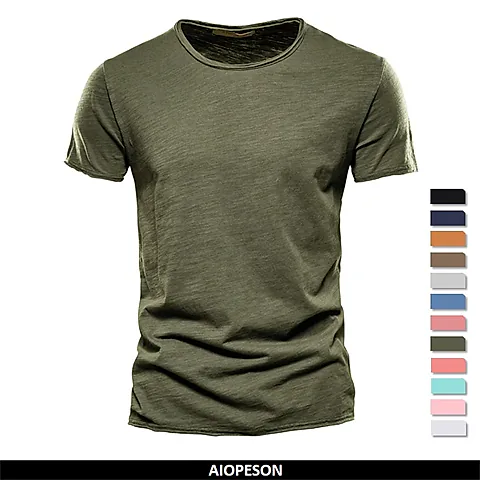 100% Cotton Men's Casual T-Shirt, Soft & Breathable Short Sleeve O-Neck Tee for Summer Fitness and Home Wear