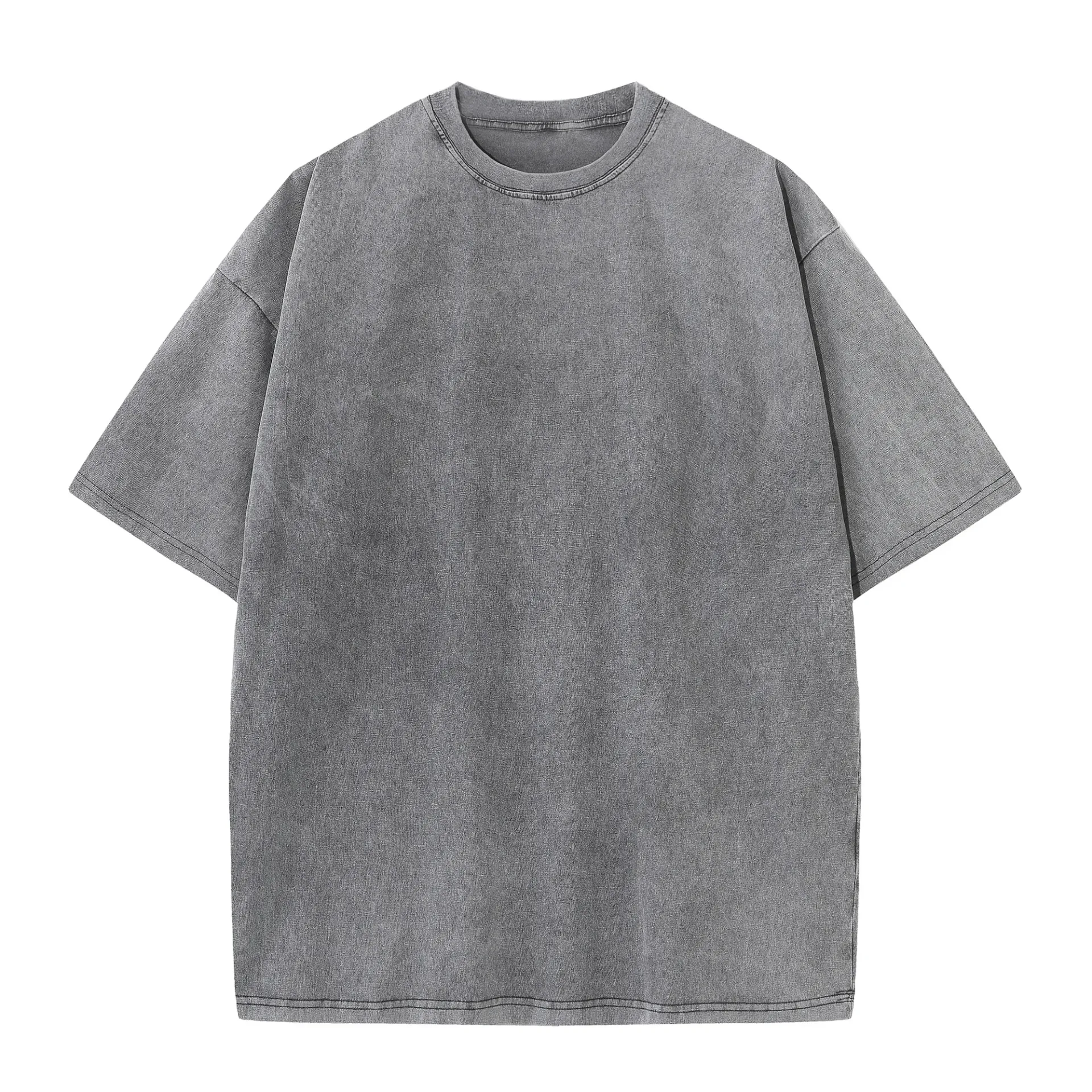 Men's Summer Cotton Retro Distressed T-Shirt, Loose Fit Casual Breathable Drop Shoulder Tops for Everyday Wear thumbnail 2
