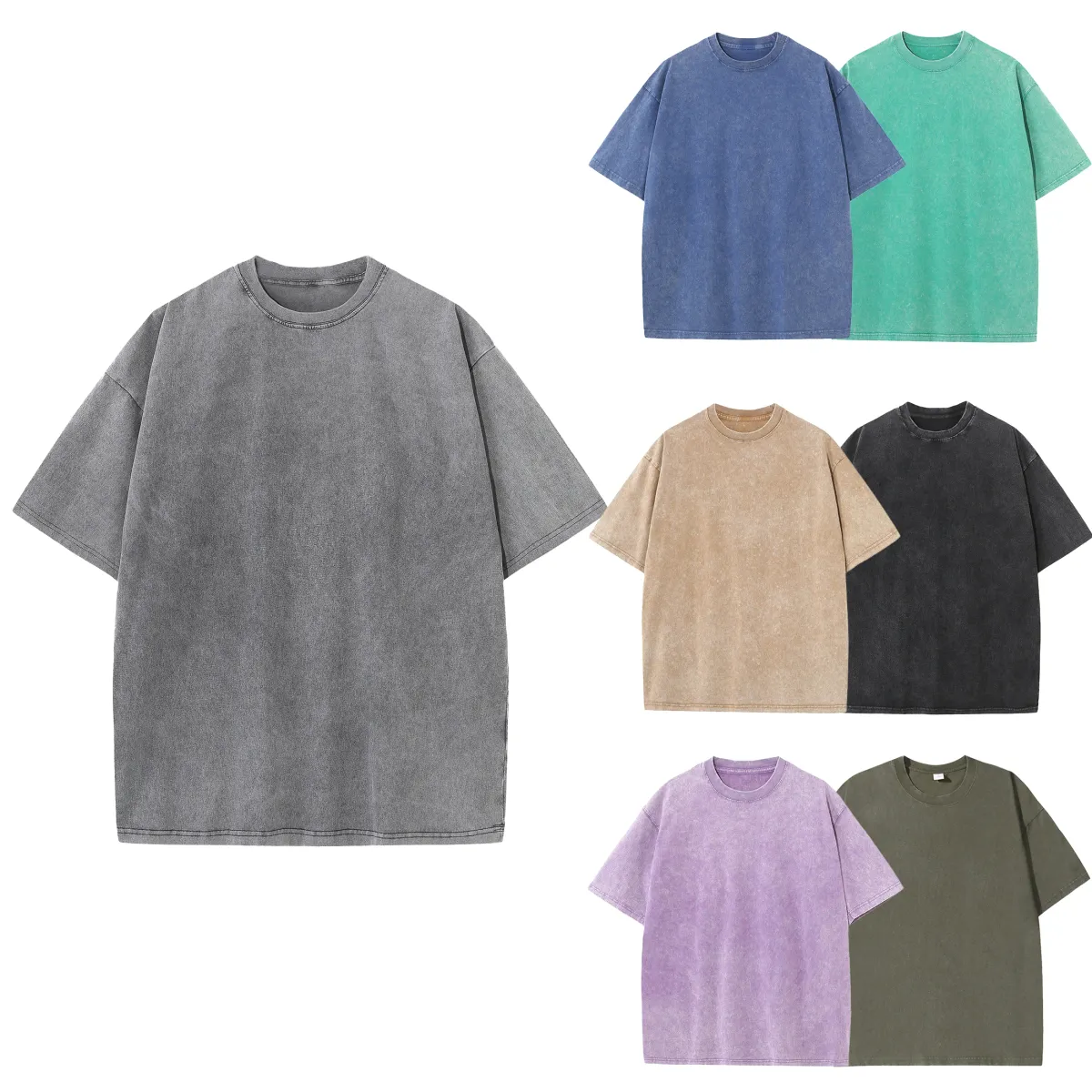 Men's Summer Cotton Retro Distressed T-Shirt, Loose Fit Casual Breathable Drop Shoulder Tops for Everyday Wear showcase 2
