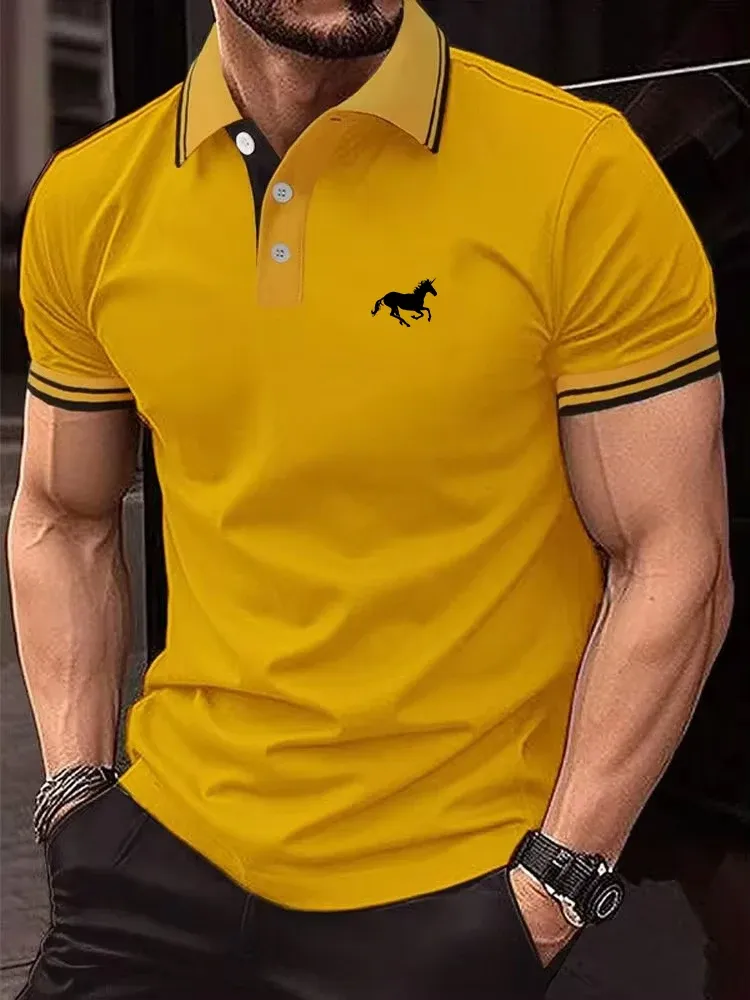 Men's Classic Short Sleeve Polo Shirt - Summer Casual Button Lapel Top, Breathable Cotton Blend, Sizes S-3XL thumbnail 1
