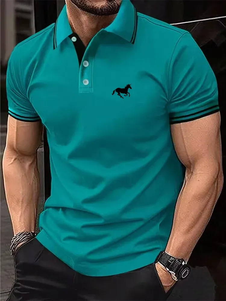 Men's Classic Short Sleeve Polo Shirt - Summer Casual Button Lapel Top, Breathable Cotton Blend, Sizes S-3XL thumbnail 4
