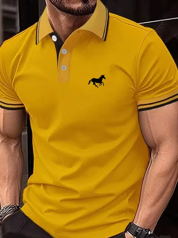 Men's Classic Short Sleeve Polo Shirt - Summer Casual Button Lapel Top, Breathable Cotton Blend, Sizes S-3XL thumbnail 5