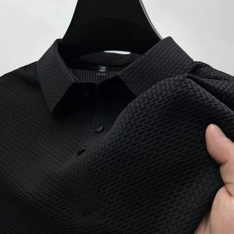 Men's Business Casual Short Sleeve Polo Shirt - Breathable Cotton Blend, Solid Color, Summer Versatile Top for Everyday Wear showcase 7