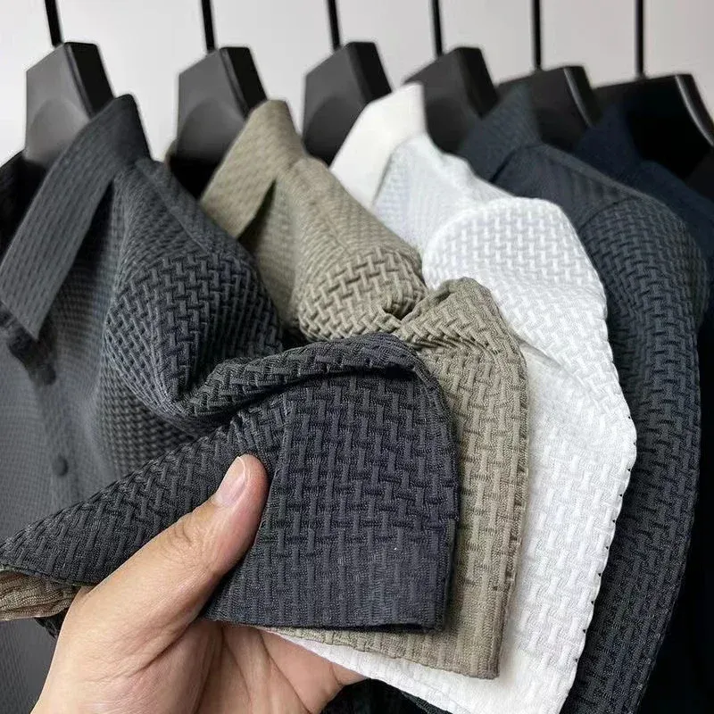 Men's Business Casual Short Sleeve Polo Shirt - Breathable Cotton Blend, Solid Color, Summer Versatile Top for Everyday Wear thumbnail 1