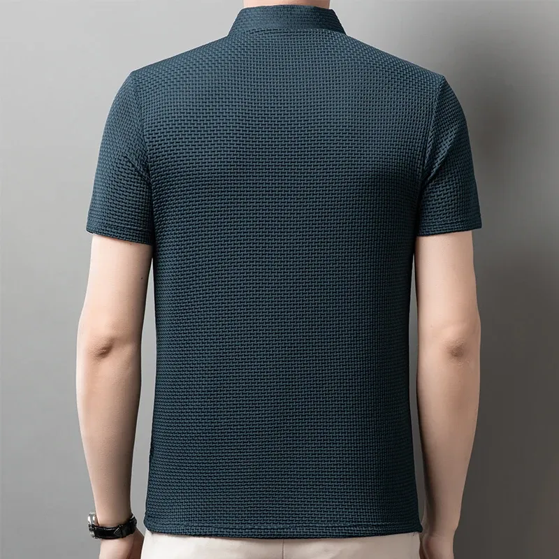 Men's Business Casual Short Sleeve Polo Shirt - Breathable Cotton Blend, Solid Color, Summer Versatile Top for Everyday Wear showcase 26