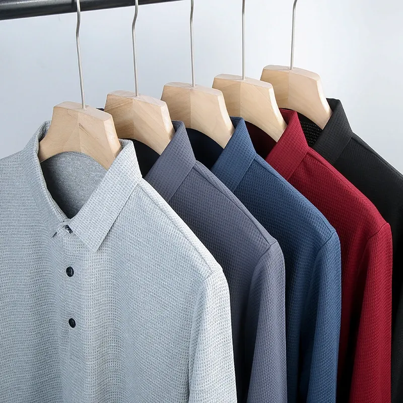 Men's Long Sleeve Polo Shirt Casual Business Comfort Top Breathable Summer Wear showcase 12