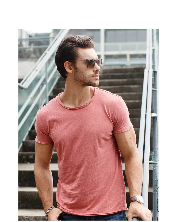 100% Cotton Men's Casual T-Shirt - Soft, Breathable O-Neck Short Sleeve Fitness Top for Summer Comfort showcase 6
