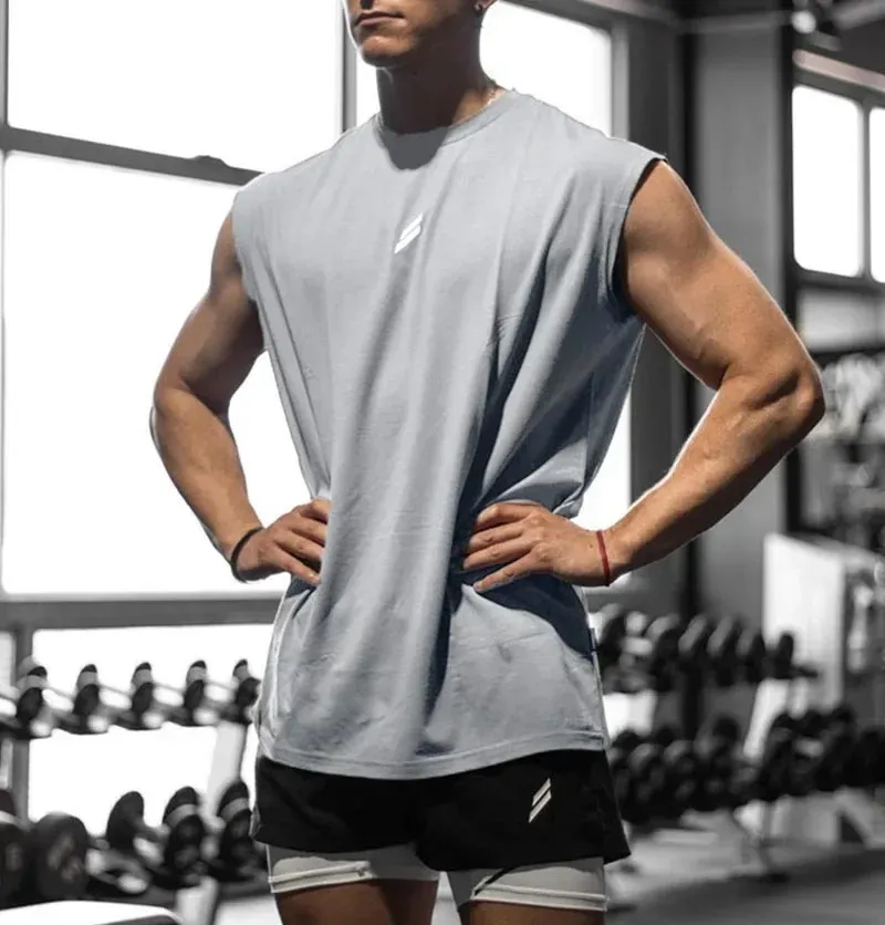 Men's Sleeveless Quick-Dry Fitness Tank Top - Breathable Mesh Gym Vest for Bodybuilding, Basketball, and Summer Workouts thumbnail 3