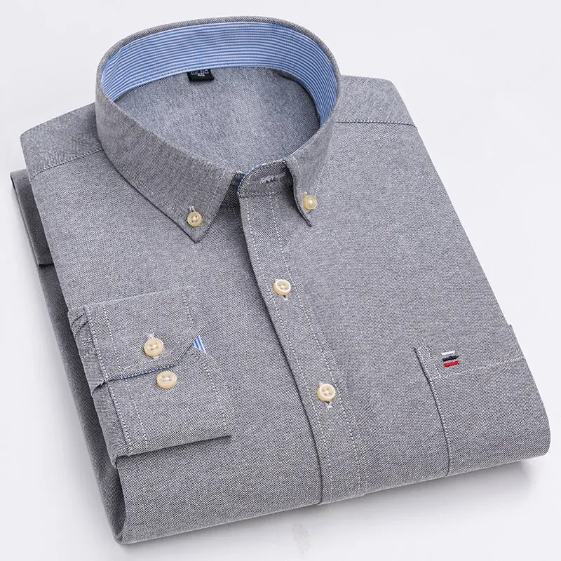 Men's 100% Cotton Long Sleeve Plaid Oxford Casual Dress Shirt - Regular Fit Formal & Oversized 7XL, 6XL, 5XL for Work & Everyday showcase 15