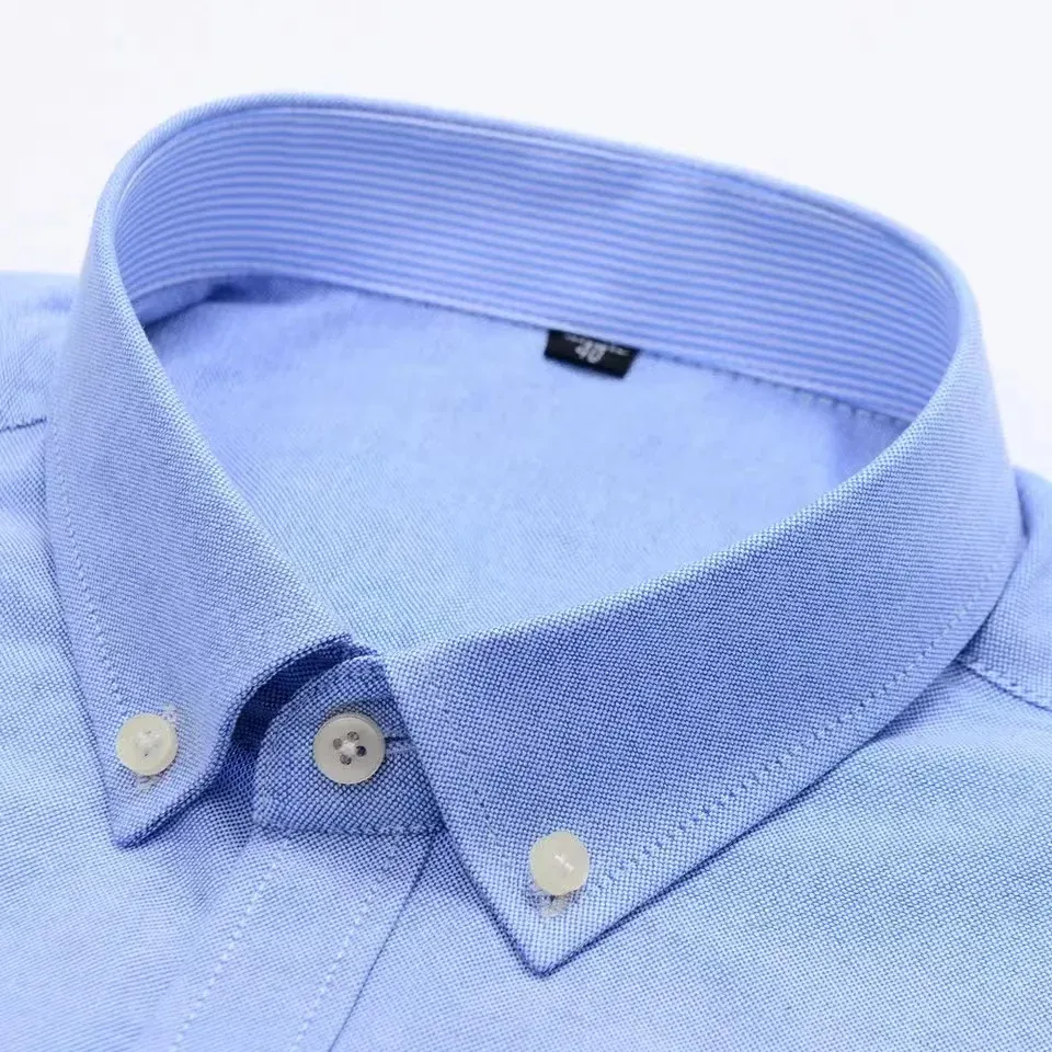 Men's 100% Cotton Long Sleeve Plaid Oxford Casual Dress Shirt - Regular Fit Formal & Oversized 7XL, 6XL, 5XL for Work & Everyday thumbnail 2
