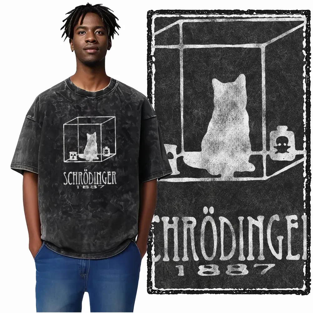 COOLMIND DB Cat Graphic Acid Washed Cotton T-Shirt | Unisex Streetwear Tee for Men & Women | Big Size Casual Summer Top showcase 18