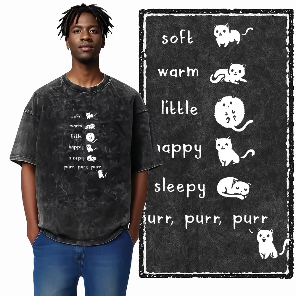 COOLMIND DB Cat Graphic Acid Washed Cotton T-Shirt | Unisex Streetwear Tee for Men & Women | Big Size Casual Summer Top showcase 26