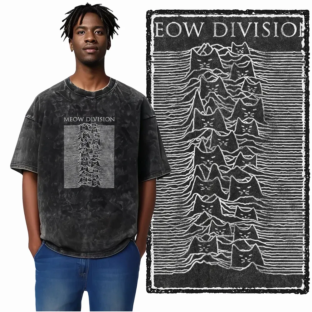 COOLMIND DB Cat Graphic Acid Washed Cotton T-Shirt | Unisex Streetwear Tee for Men & Women | Big Size Casual Summer Top showcase 17