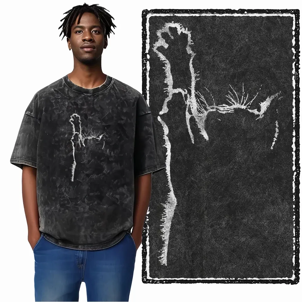 COOLMIND DB Cat Graphic Acid Washed Cotton T-Shirt | Unisex Streetwear Tee for Men & Women | Big Size Casual Summer Top showcase 23