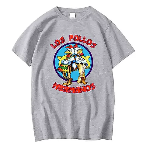 Los Pollos Hermanos Funny Printed T-Shirt for Men, Casual Short Sleeve Cotton Breathable Summer Tee, "Chicken Brothers" Graphic Top