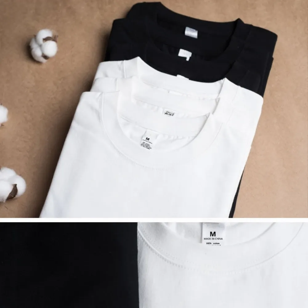 2PCS 100% Cotton Solid White T-Shirts for Men & Women, Casual Breathable Loose Fit Round Neck Short Sleeve Couple Tops thumbnail 6