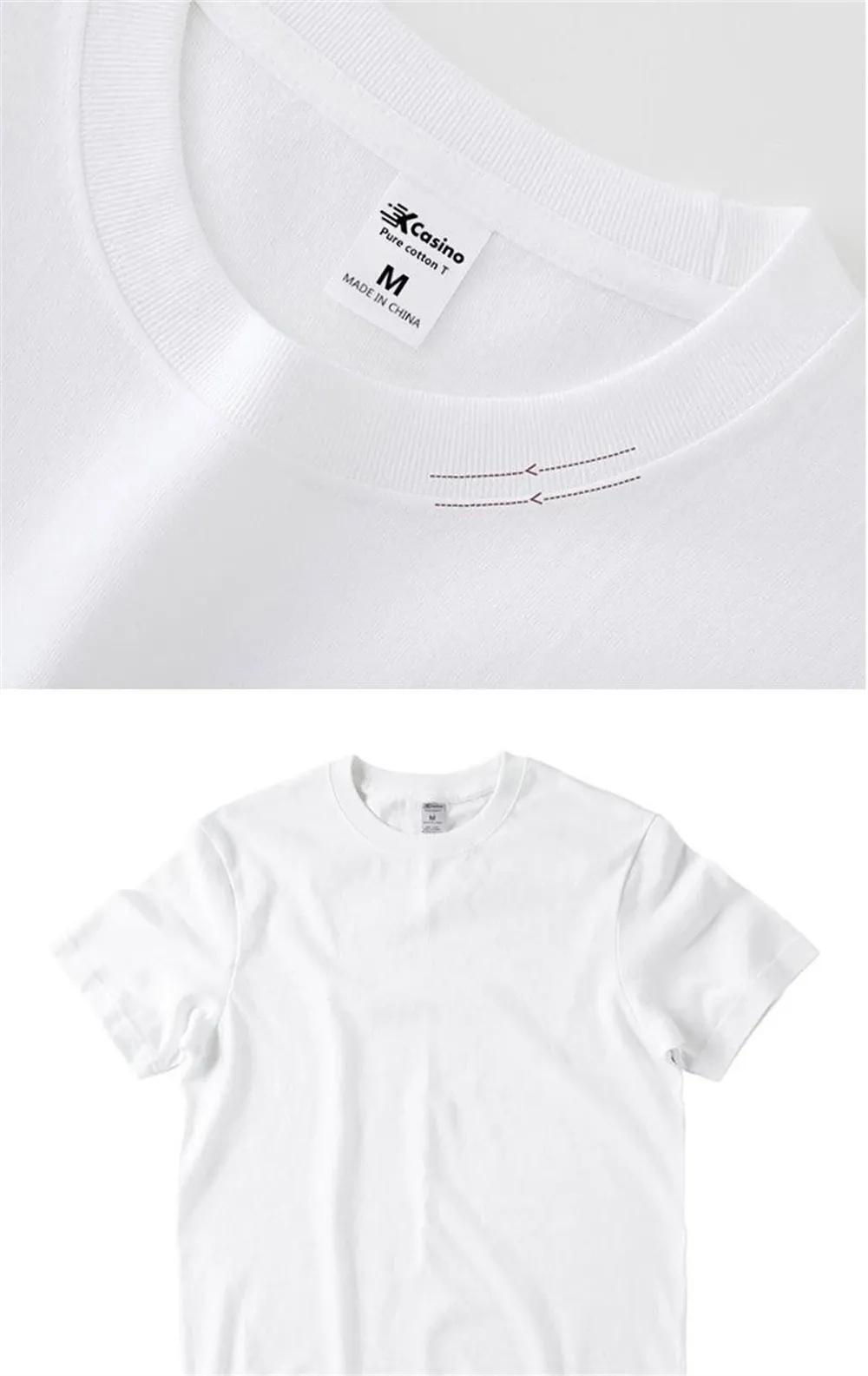 2PCS 100% Cotton Solid White T-Shirts for Men & Women, Casual Breathable Loose Fit Round Neck Short Sleeve Couple Tops showcase 6