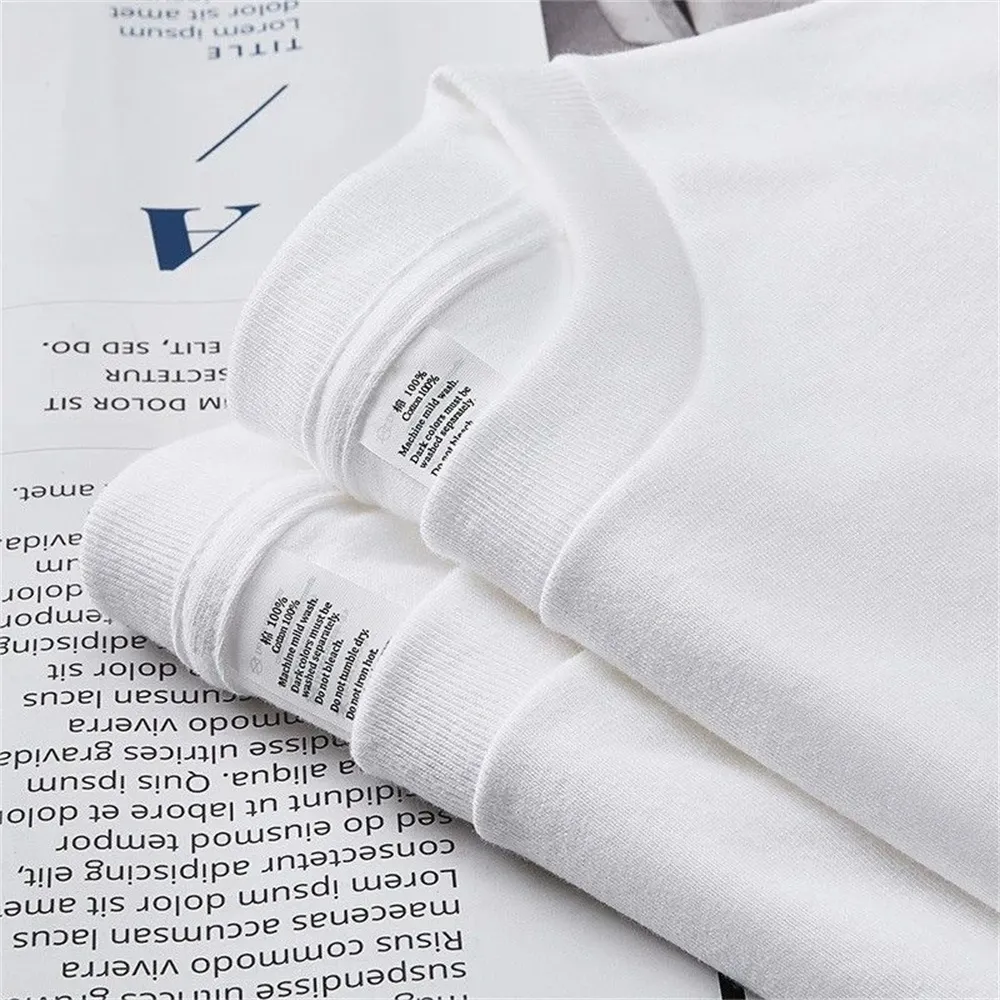 2PCS 100% Cotton Solid White T-Shirts for Men & Women, Casual Breathable Loose Fit Round Neck Short Sleeve Couple Tops showcase 12