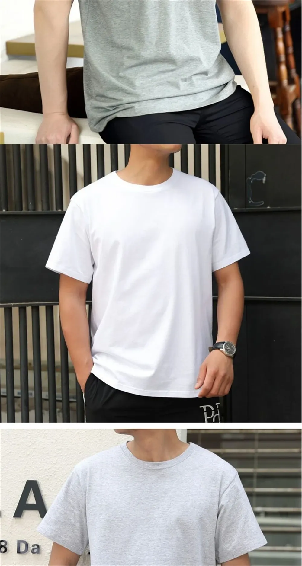 2PCS 100% Cotton Solid White T-Shirts for Men & Women, Casual Breathable Loose Fit Round Neck Short Sleeve Couple Tops showcase 10