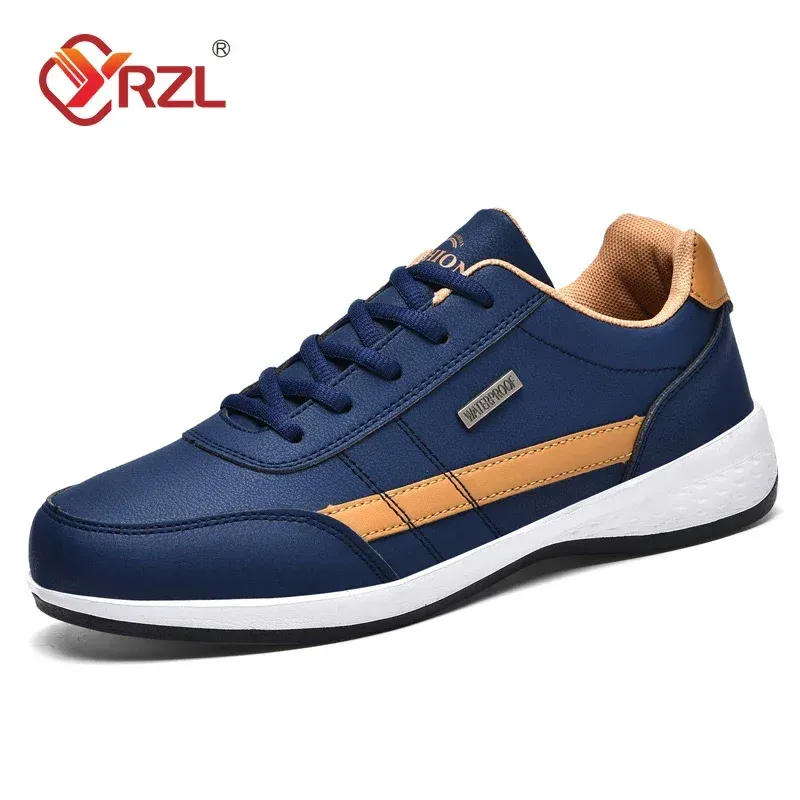 Men's Waterproof Leather Walking Sneakers - Spring/Autumn Leisure Sports Shoes, Non-Slip Tennis Footwear for Active Men thumbnail 1