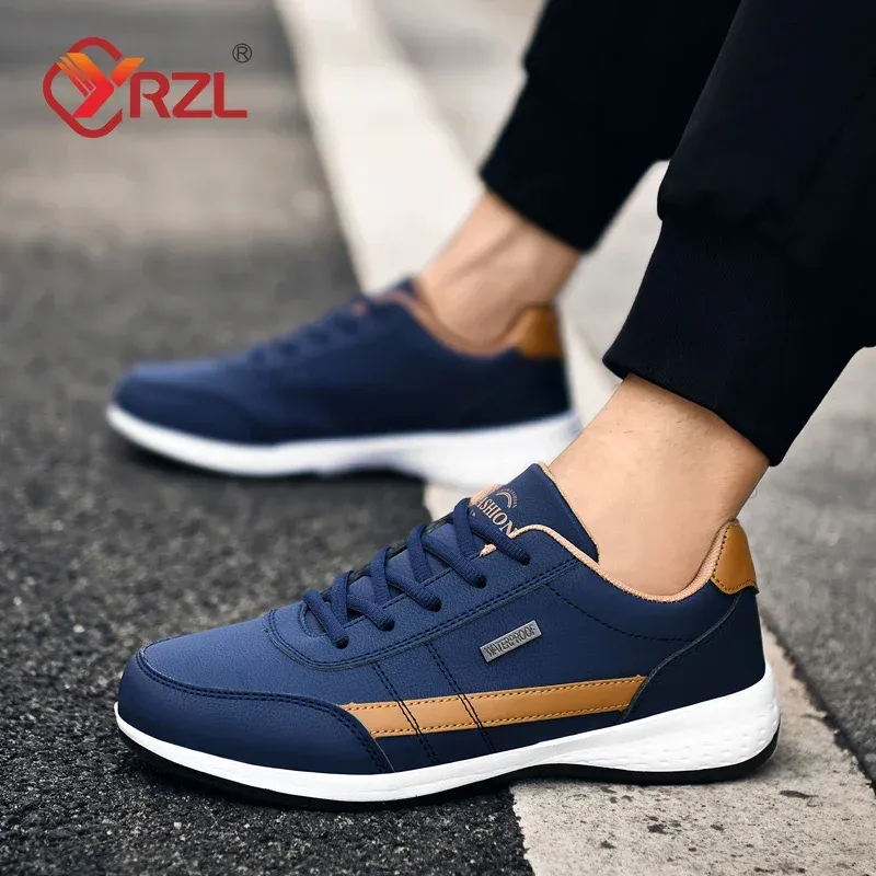 Men's Waterproof Leather Walking Sneakers - Spring/Autumn Leisure Sports Shoes, Non-Slip Tennis Footwear for Active Men thumbnail 6