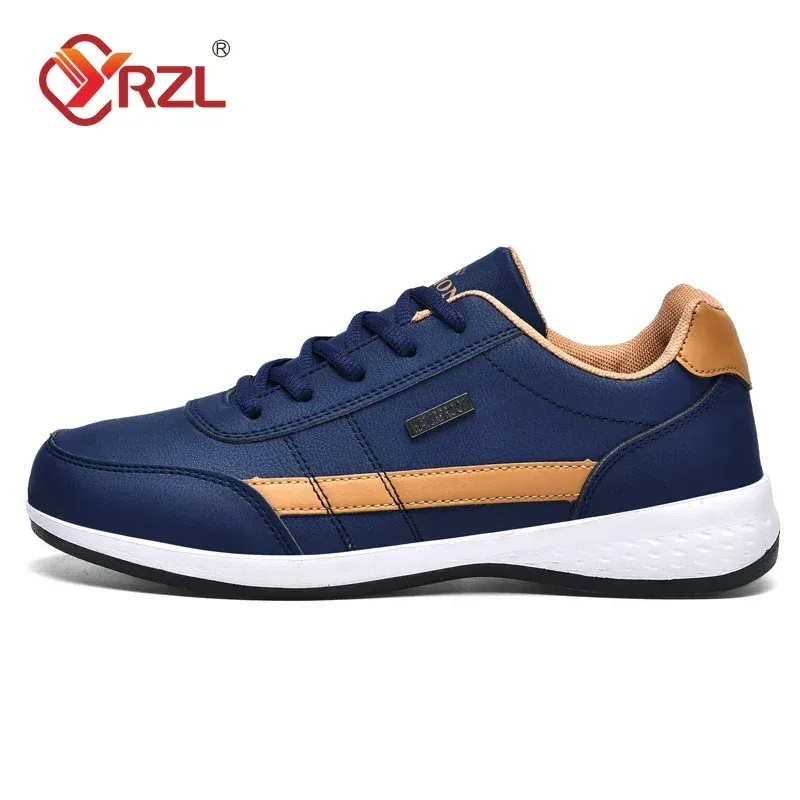 Men's Waterproof Leather Walking Sneakers - Spring/Autumn Leisure Sports Shoes, Non-Slip Tennis Footwear for Active Men thumbnail 2