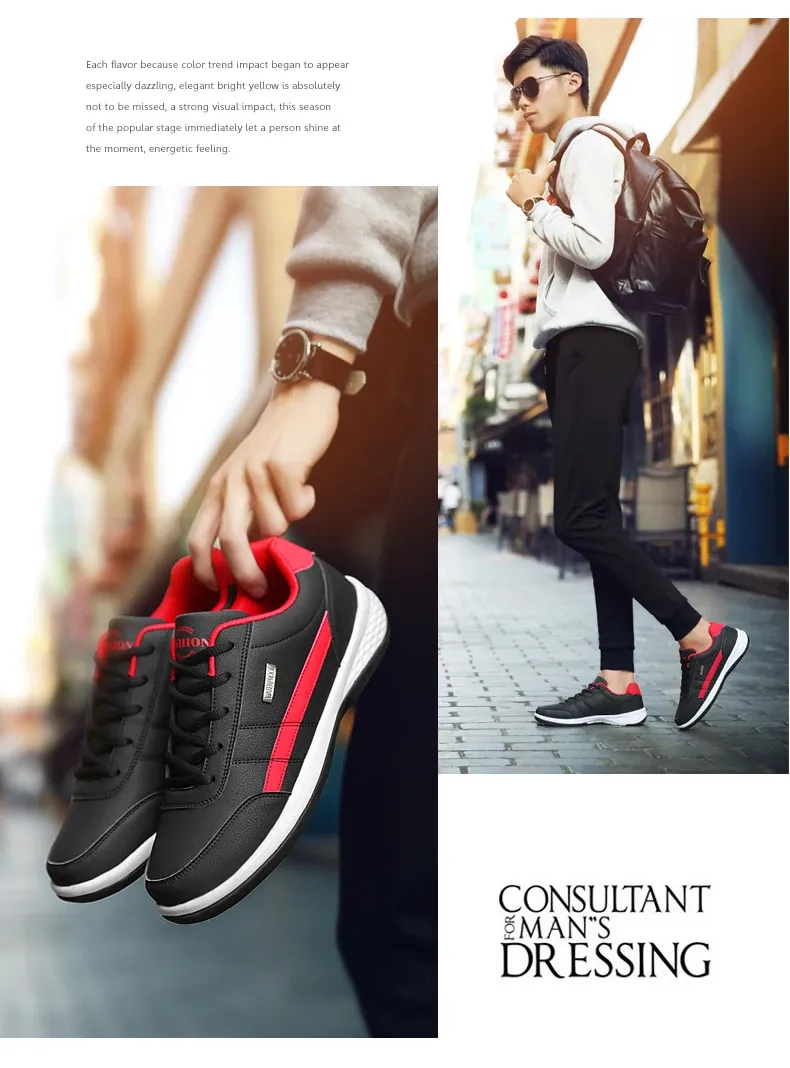 Men's Waterproof Leather Walking Sneakers - Spring/Autumn Leisure Sports Shoes, Non-Slip Tennis Footwear for Active Men showcase 10