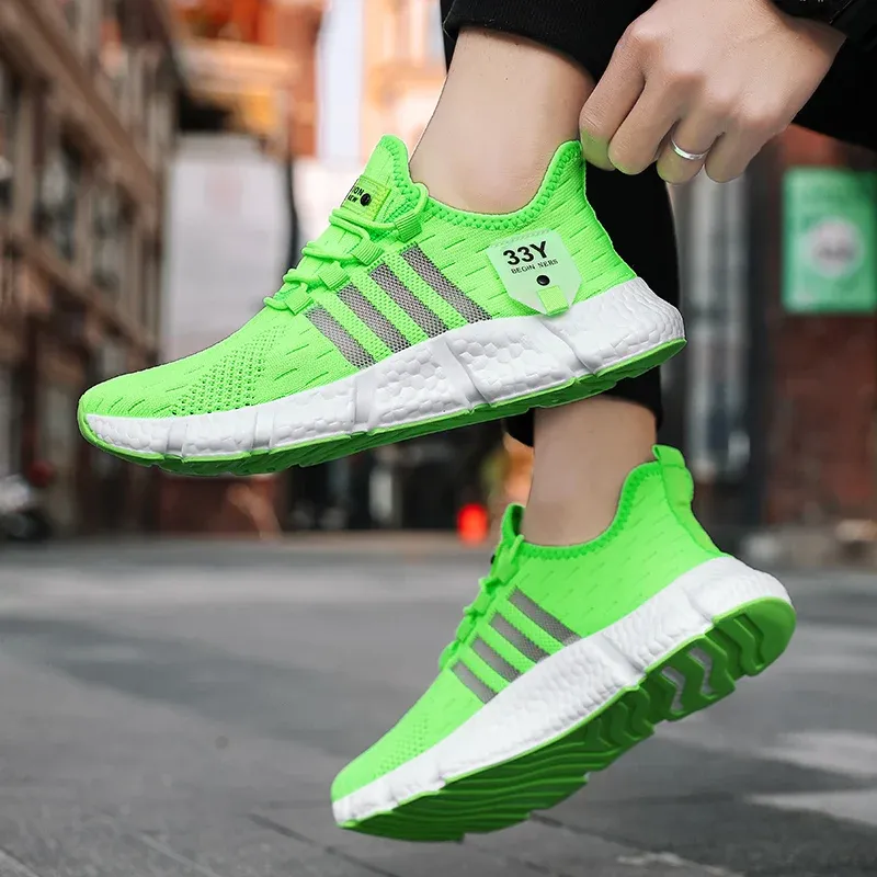Breathable Mesh Men's Lightweight Walking Shoes - Trendy Casual Flats & Outdoor Running Fitness Sneakers, Plus Size Available thumbnail 5