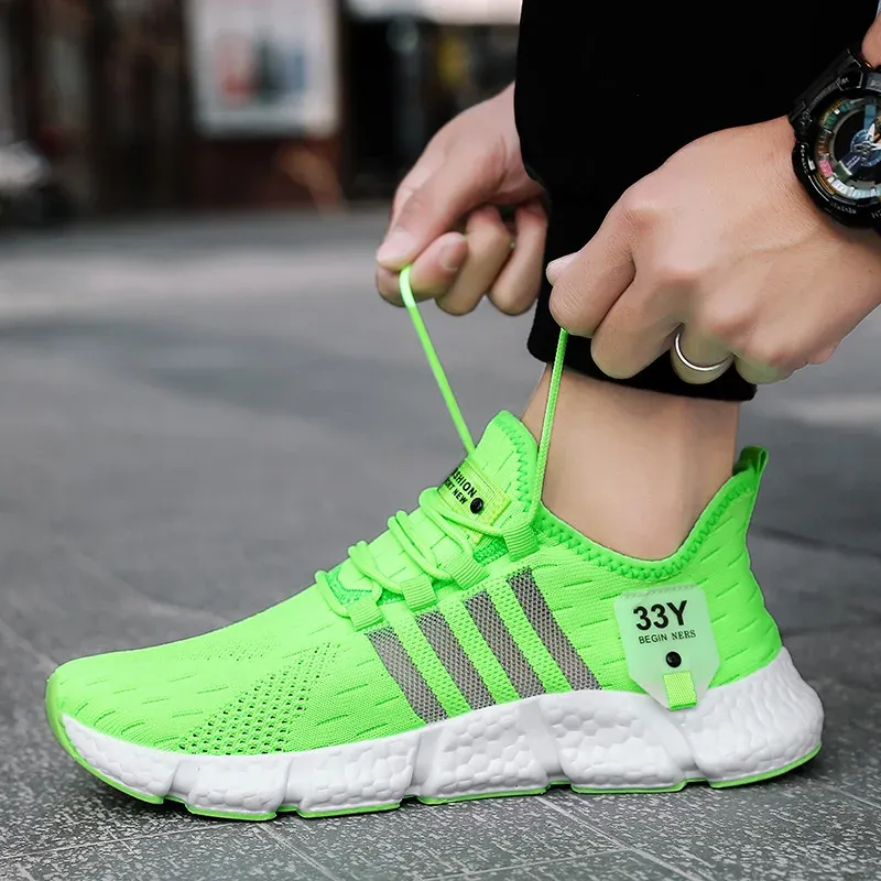Breathable Mesh Men's Lightweight Walking Shoes - Trendy Casual Flats & Outdoor Running Fitness Sneakers, Plus Size Available thumbnail 6