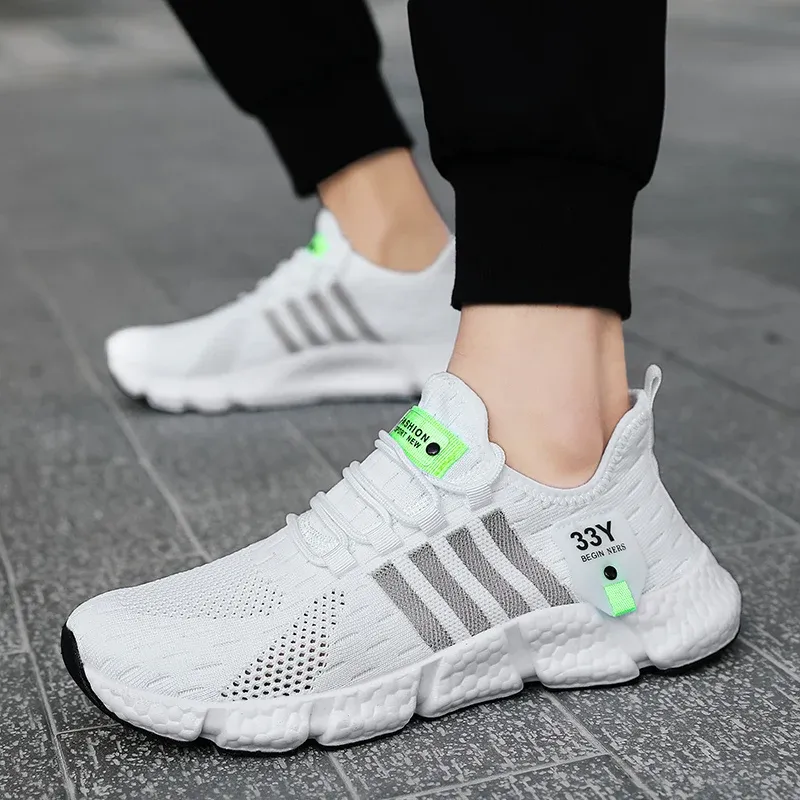 Breathable Mesh Men's Lightweight Walking Shoes - Trendy Casual Flats & Outdoor Running Fitness Sneakers, Plus Size Available thumbnail 2