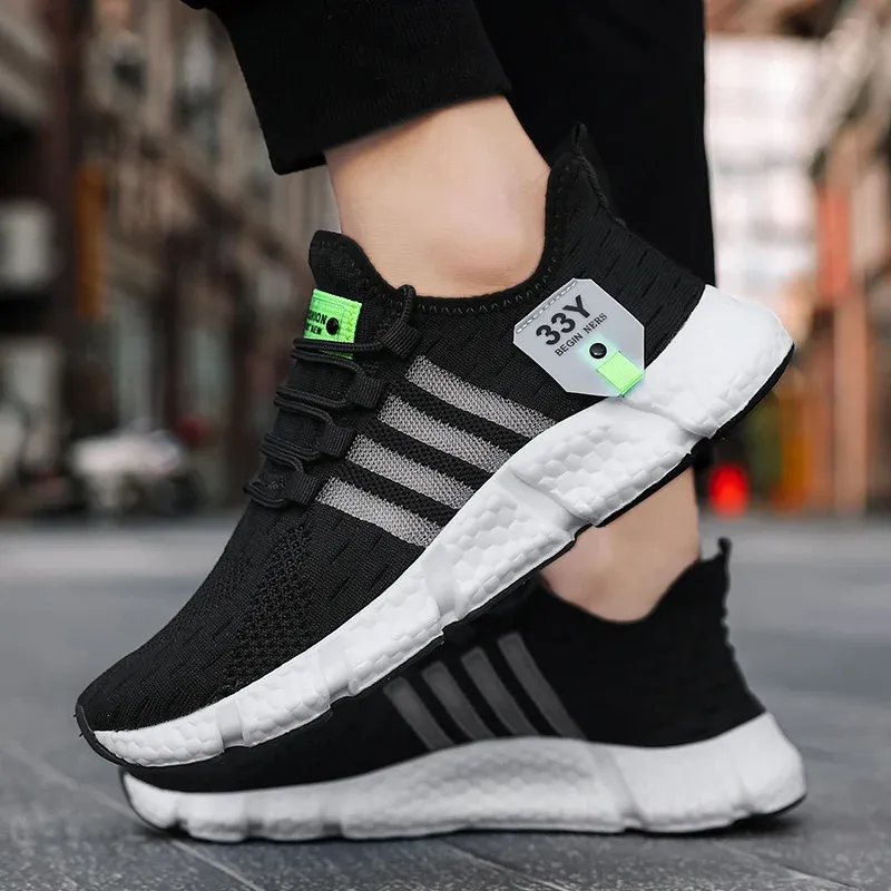 Breathable Mesh Men's Lightweight Walking Shoes - Trendy Casual Flats & Outdoor Running Fitness Sneakers, Plus Size Available thumbnail 3