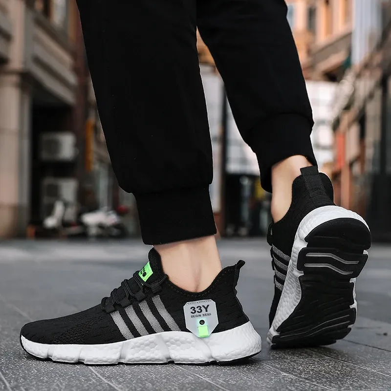 Breathable Mesh Men's Lightweight Walking Shoes - Trendy Casual Flats & Outdoor Running Fitness Sneakers, Plus Size Available thumbnail 4