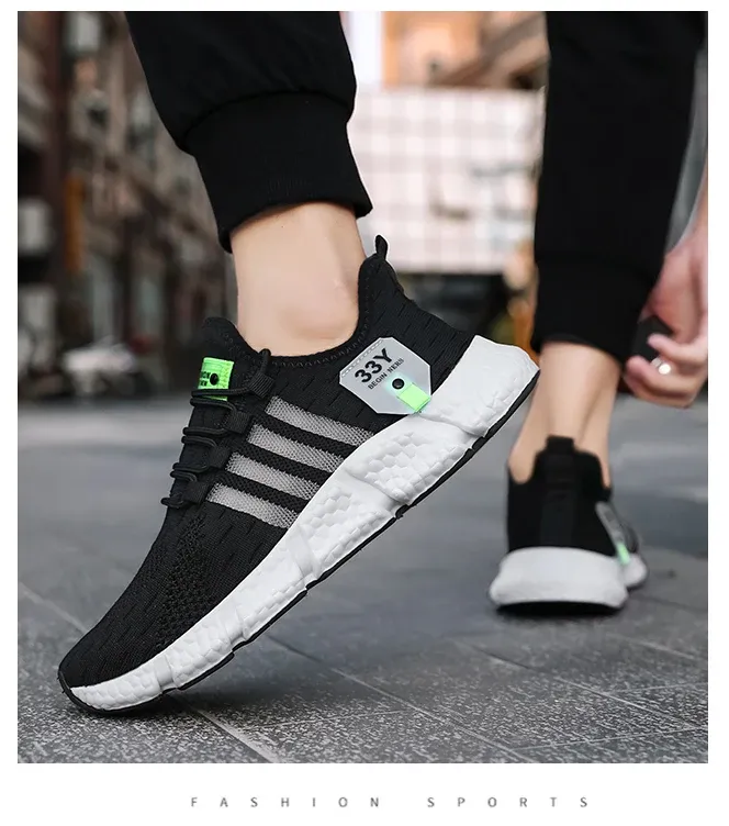 Breathable Mesh Men's Lightweight Walking Shoes - Trendy Casual Flats & Outdoor Running Fitness Sneakers, Plus Size Available showcase 11
