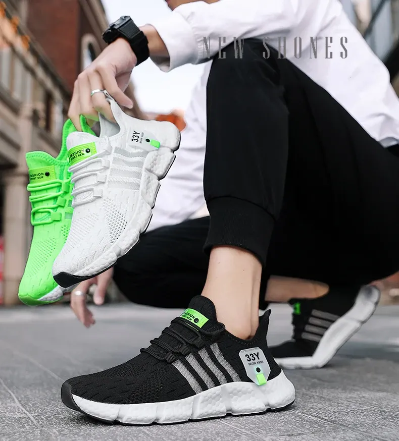 Breathable Mesh Men's Lightweight Walking Shoes - Trendy Casual Flats & Outdoor Running Fitness Sneakers, Plus Size Available showcase 4