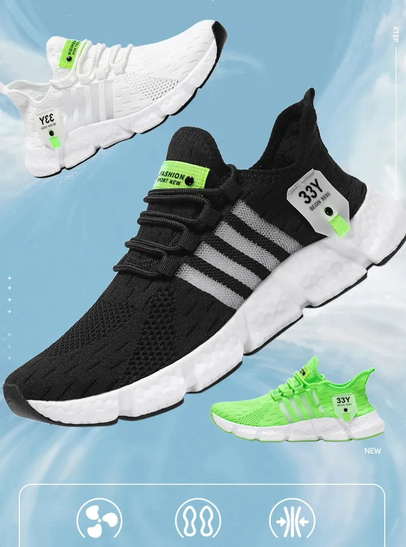 Breathable Mesh Men's Lightweight Walking Shoes - Trendy Casual Flats & Outdoor Running Fitness Sneakers, Plus Size Available showcase 2