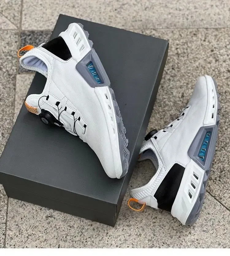 Men's Genuine Leather Golf Shoes - Black & White Athletic Training Sneakers for Men, Comfortable Brand Golf Sneakers showcase 4