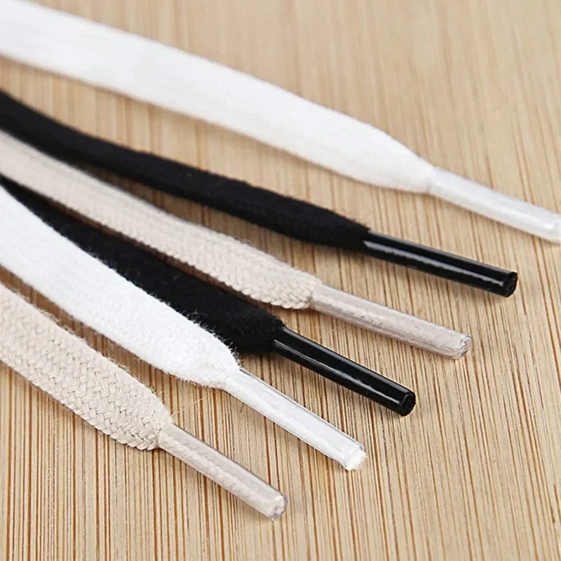 Classic Flat Cotton Shoelaces for Sneakers & Canvas Shoes - Durable & Stylish White, Black, Beige Laces for Men & Women - 100cm-160cm Lengths thumbnail 1
