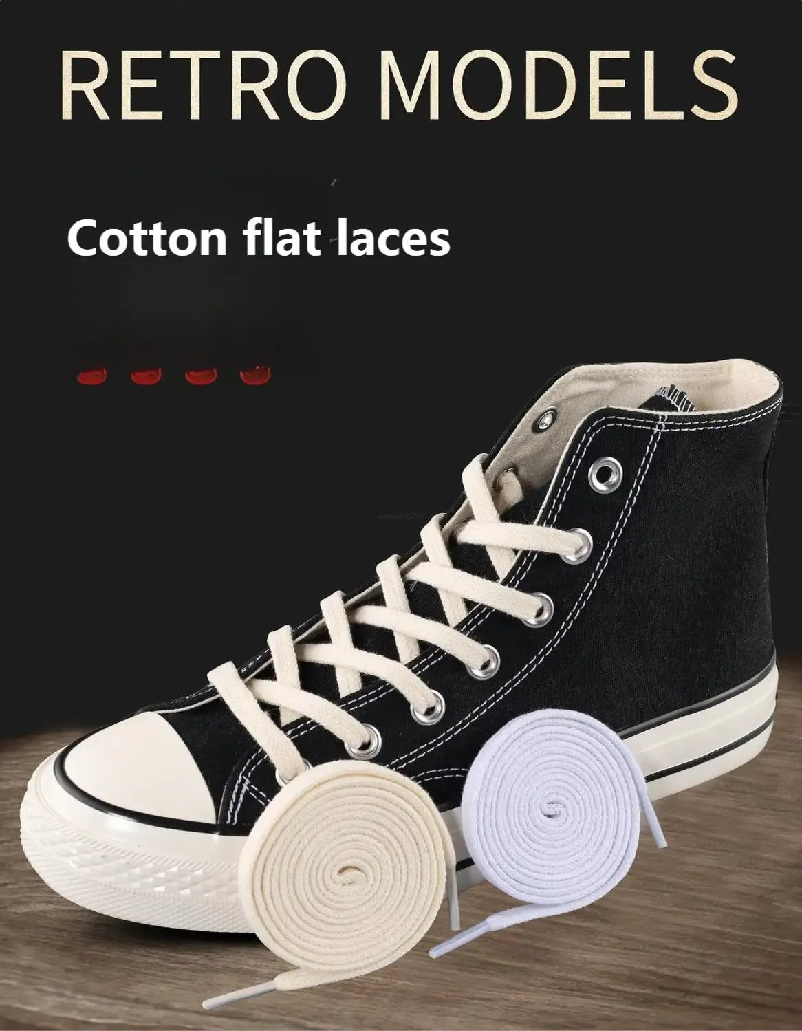 Classic Flat Cotton Shoelaces for Sneakers & Canvas Shoes - Durable & Stylish White, Black, Beige Laces for Men & Women - 100cm-160cm Lengths showcase 1