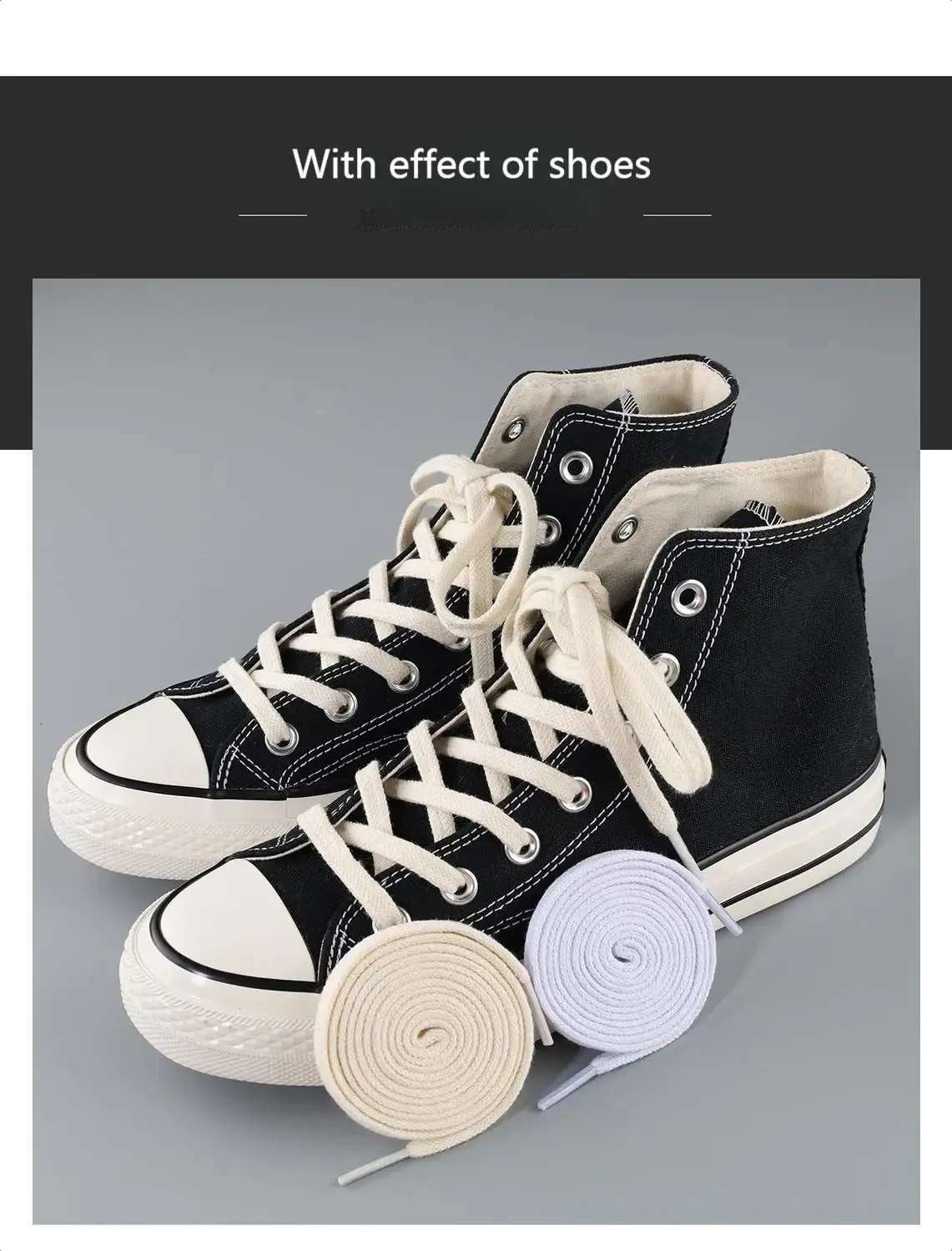 Classic Flat Cotton Shoelaces for Sneakers & Canvas Shoes - Durable & Stylish White, Black, Beige Laces for Men & Women - 100cm-160cm Lengths showcase 9