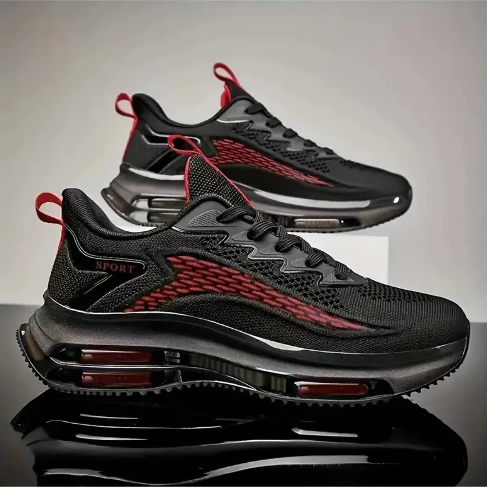Men's High Quality Red Platform Basketball Sneakers - Trendy Casual White Sport Walking Trainers for 2025 thumbnail 3
