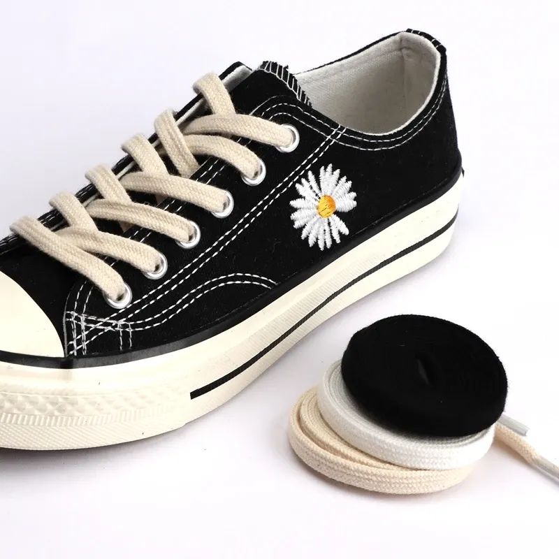 Classic Cotton Flat Shoelaces for Sneakers & Canvas Shoes - Unisex White, Black, Beige - 100cm-160cm Length, 0.8cm Width - Durable & Stylish Shoe Strings thumbnail 5