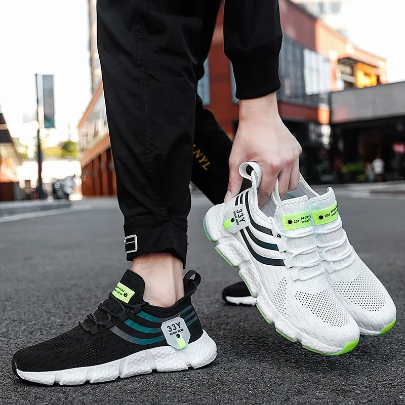 Men's Breathable Mesh Running Shoes - Lightweight Casual Sneakers for Outdoor Sports, Jogging, Walking - Anti-Odor, Durable TPR Outsole - Unisex Sizes 37-46 thumbnail 4