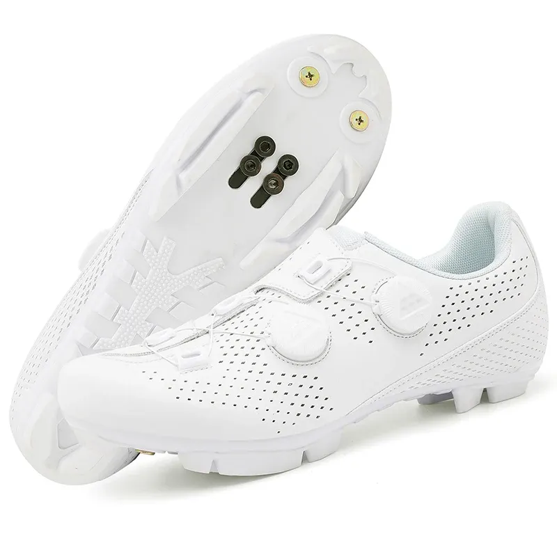 Men's Road Cycling Shoes - Speed Cycling Sneakers with SPD Cleat Compatibility, Flat Pedal Option, Outdoor Bike Footwear, Self-Locking Design, White showcase 17