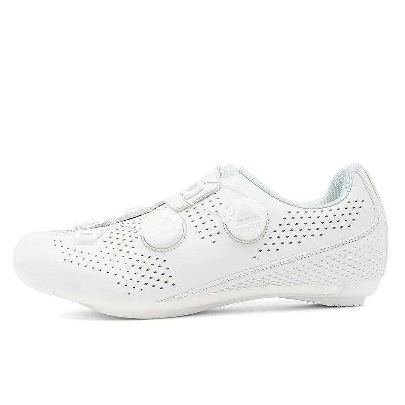 Men's Road Cycling Shoes - Speed Cycling Sneakers with SPD Cleat Compatibility, Flat Pedal Option, Outdoor Bike Footwear, Self-Locking Design, White showcase 3