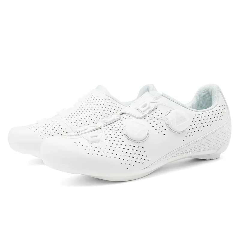 Men's Road Cycling Shoes - Speed Cycling Sneakers with SPD Cleat Compatibility, Flat Pedal Option, Outdoor Bike Footwear, Self-Locking Design, White showcase 7