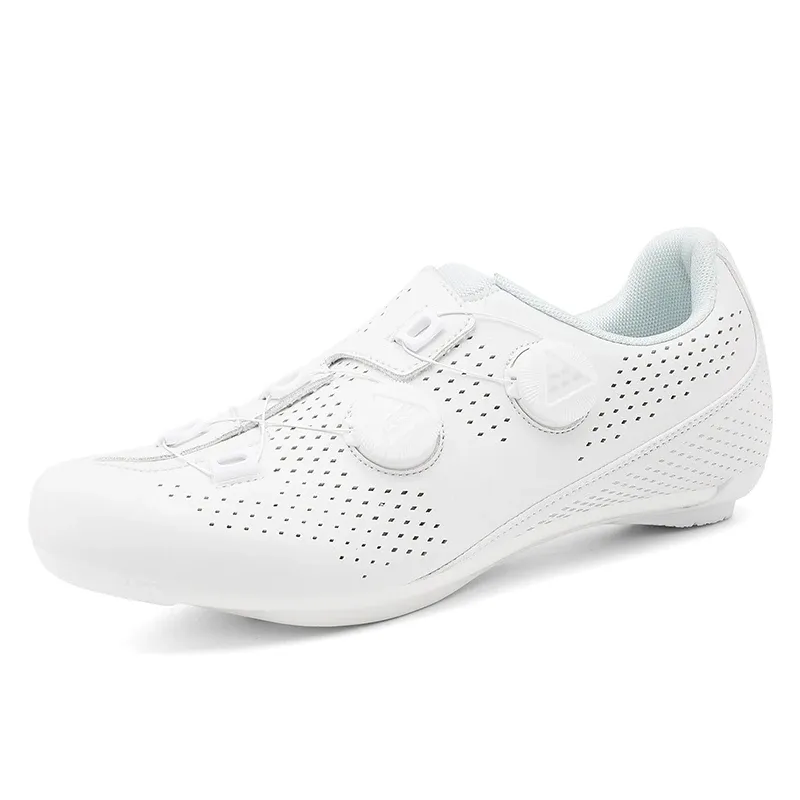Men's Road Cycling Shoes - Speed Cycling Sneakers with SPD Cleat Compatibility, Flat Pedal Option, Outdoor Bike Footwear, Self-Locking Design, White showcase 4
