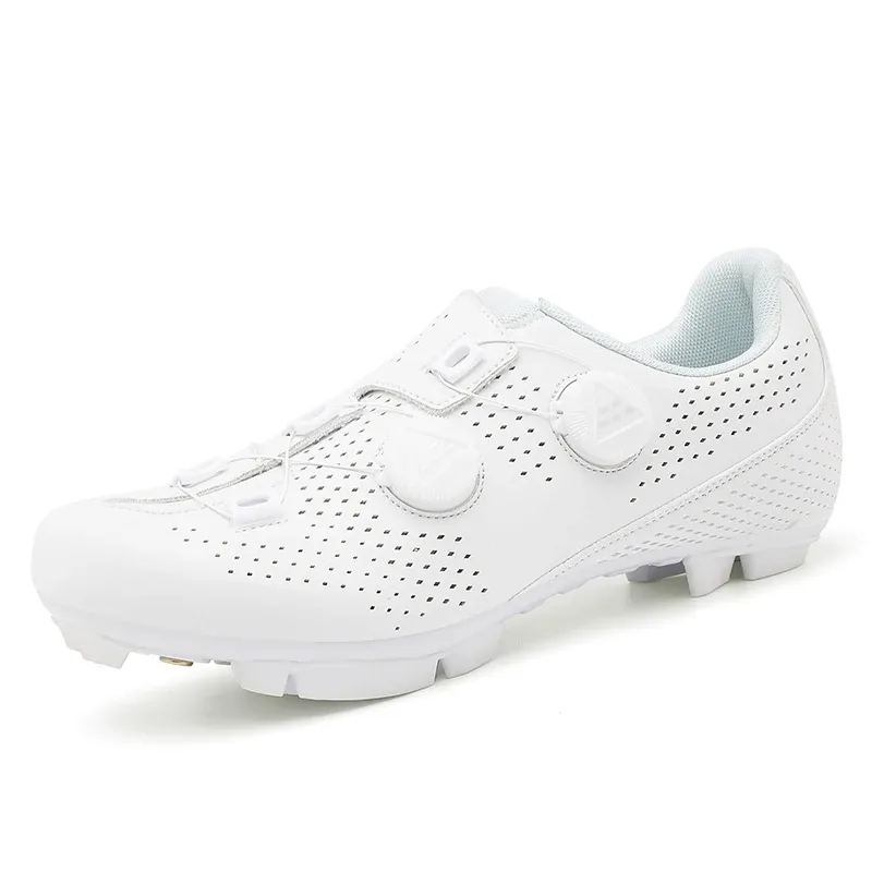 Men's Road Cycling Shoes - Speed Cycling Sneakers with SPD Cleat Compatibility, Flat Pedal Option, Outdoor Bike Footwear, Self-Locking Design, White showcase 14