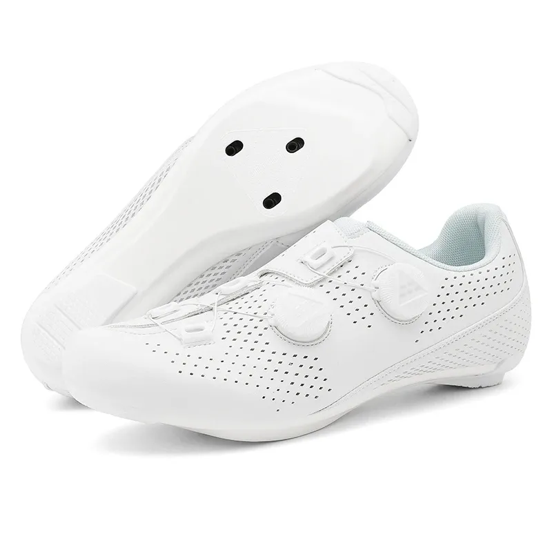 Men's Road Cycling Shoes - Speed Cycling Sneakers with SPD Cleat Compatibility, Flat Pedal Option, Outdoor Bike Footwear, Self-Locking Design, White showcase 8
