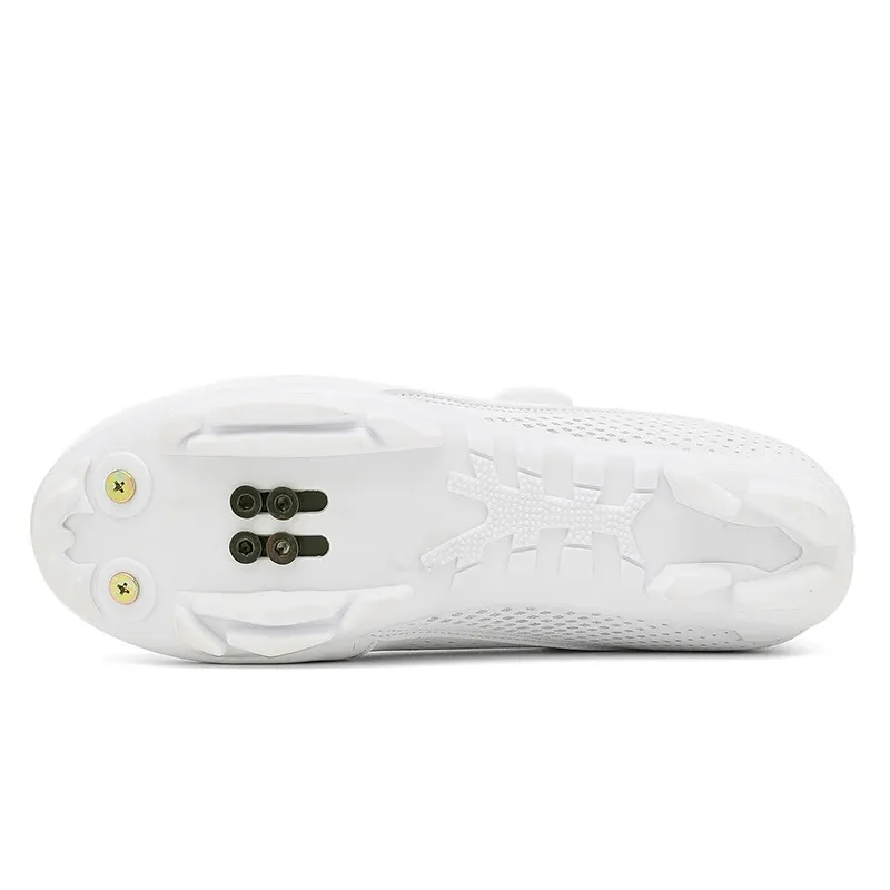 Men's Road Cycling Shoes - Speed Cycling Sneakers with SPD Cleat Compatibility, Flat Pedal Option, Outdoor Bike Footwear, Self-Locking Design, White showcase 15